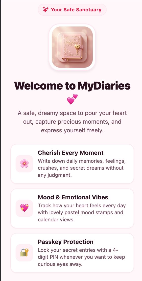 Bienvenue dans MyDiaries - Votre sanctuaire privé